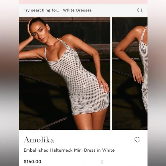 Oh Polly White Embellished Halterneck Mini Dress - Picture 1 of 4